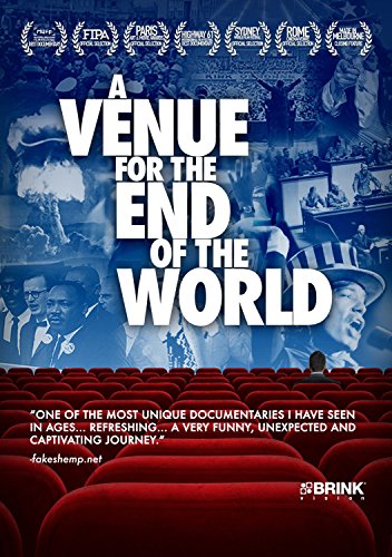 "A Venue for the End of the World DVD cover with red theater seats and film laurels."