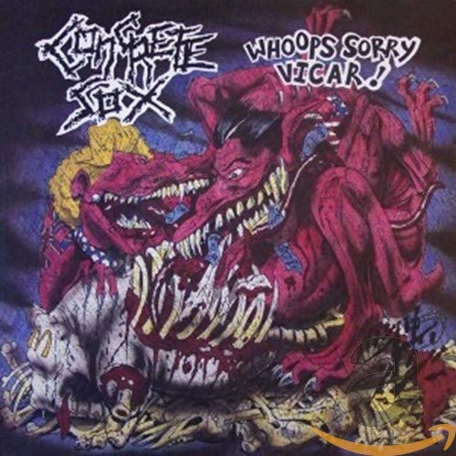 CD cover: "Concrete Sox - Whoops Sorry Vicar" with monstrous, red artwork.