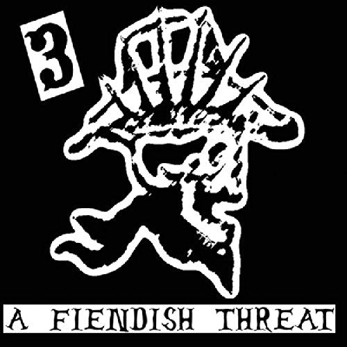 "Black album cover with white hand illustration and 'Hank 3' and 'A Fiendish Threat' text."