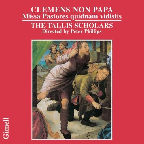 Red CD cover with Renaissance painting and white text, featuring "The Tallis Scholars".