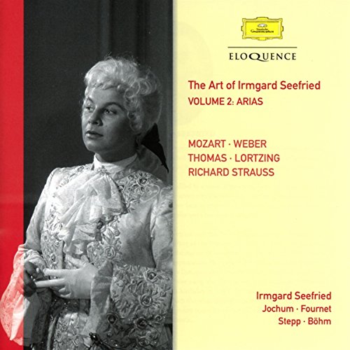CD cover with black-and-white image of Irmgard Seefried in ornate costume, pale yellow background.