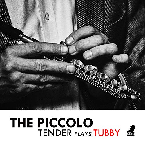 A black and white album cover featuring a man holding a piccolo.