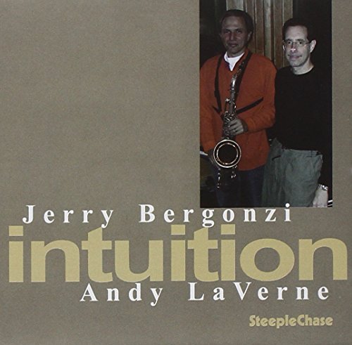 CD cover with two men, one holding a saxophone, on a brown background.