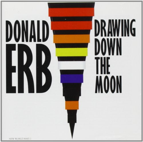 "Album cover featuring a multicolored, striped funnel shape on a white background."