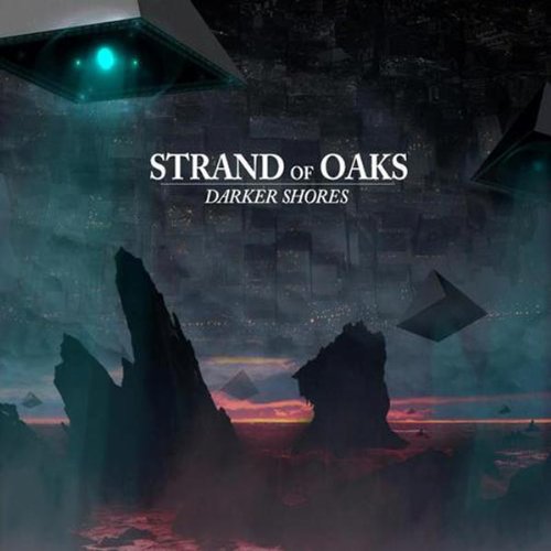 Album cover for Strand of Oaksā āDarker Shoresā featuring a UFO and rocks.