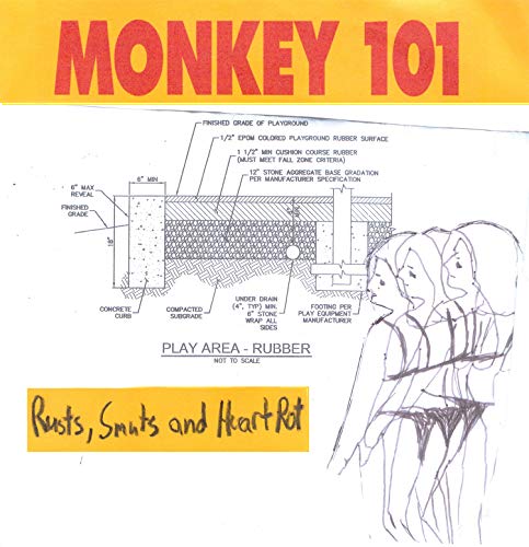 Vinyl record cover: technical playground diagram with sketched monkey head.