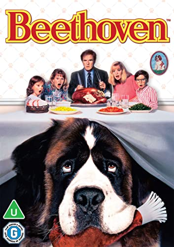 Beethoven" DVD cover featuring a large St. Bernard and a family at dinner.