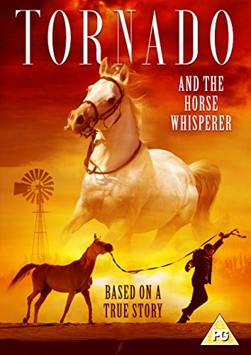 DVD cover: white horse, man with foal, stormy orange background.