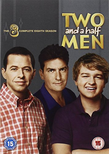 DVD cover for "Two and a Half Men: Season 8" featuring three men.