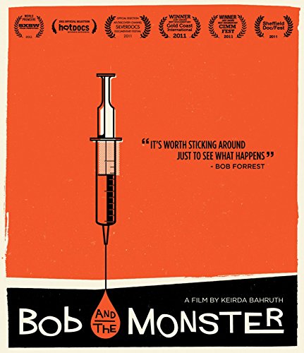 “Bob And The Monster” Blu-ray cover with syringe illustration and bold text.