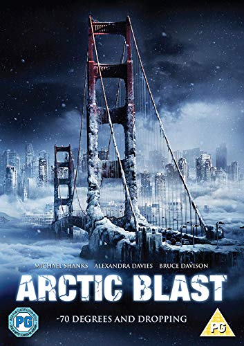DVD cover for "Arctic Blast" showing a frozen Golden Gate Bridge.