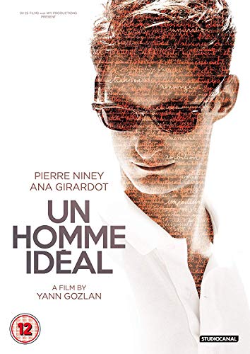DVD cover for "Un Homme Ideal" featuring a man with text-filled face.