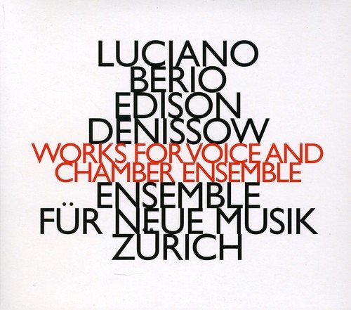 CD cover with typographic design, featuring names and text in black and red on white.