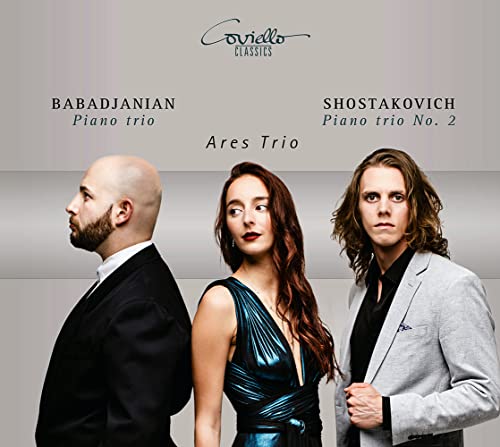 CD cover featuring portraits of three musicians, Ares Trio, with composers’ names.