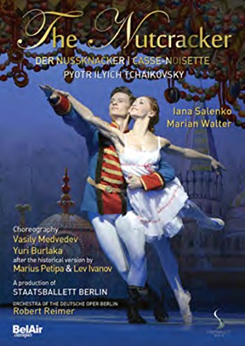 DVD cover of "The Nutcracker" featuring a male and female ballet dancer in mid-performance.