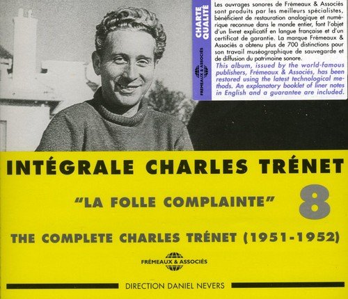 "CD cover with black and white photo of Charles Trenet on bright yellow background."