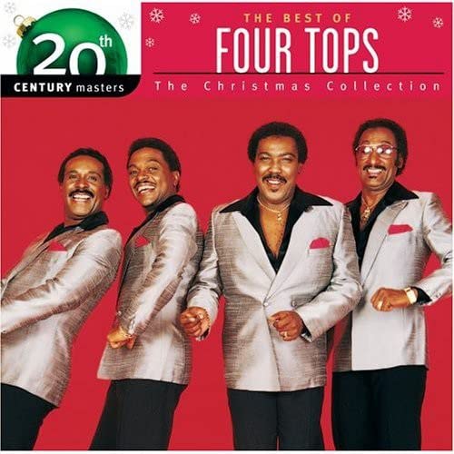 CD cover featuring The Four Tops in suits, with festive red background.