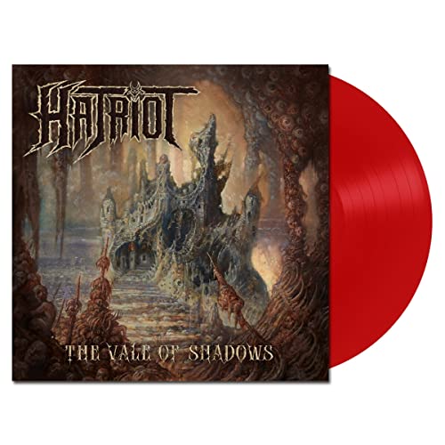 Hatriot album cover with a dark fantasy landscape and red vinyl record.