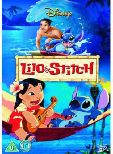 Lilo & Stitch" DVD cover featuring the blue alien Stitch smiling.