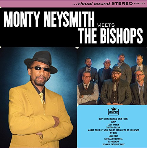 "Vinyl album cover with two men, one with a group of six men."