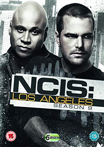 "NCIS: Los Angeles Season 9 DVD cover featuring two men against a cityscape background."