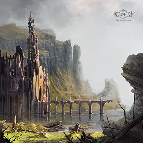 Dark fantasy album cover featuring a ruined castle and mountainous landscape.