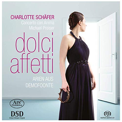 CD cover: Charlotte Schäfer in evening gown, holding sheet music.
