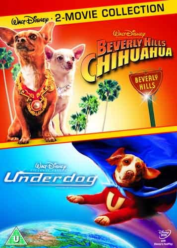 DVD cover featuring two Disney movies: "Beverly Hills Chihuahua" and "Underdog" with cartoon dogs.