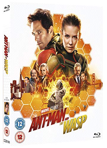 Blu-ray cover for "Ant-Man and the Wasp" featuring the two heroes.