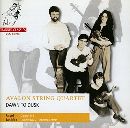 Avalon String Quartet CD cover featuring four musicians with string instruments in black and white.