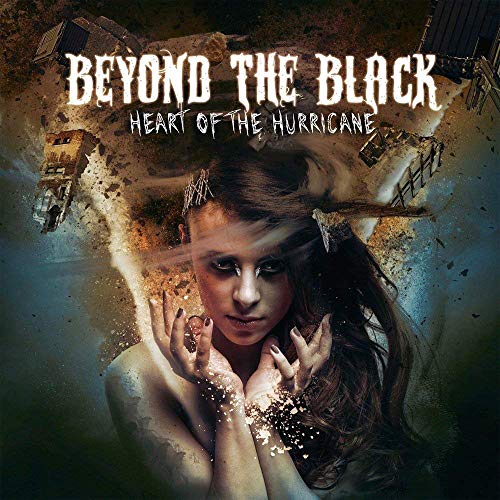 "Album cover with a woman surrounded by debris and text 'Beyond The Black'."