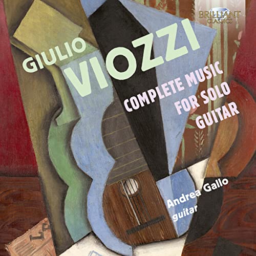CD cover: abstract guitar painting with “Viozzi: Complete Music For Solo Guitar.”