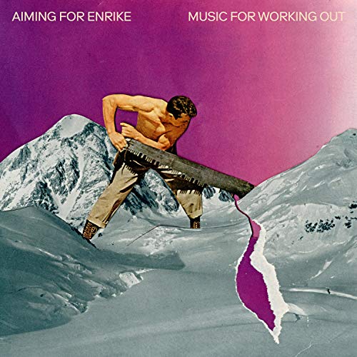 "Album cover featuring a man lifting a large gun on a snowy mountain."