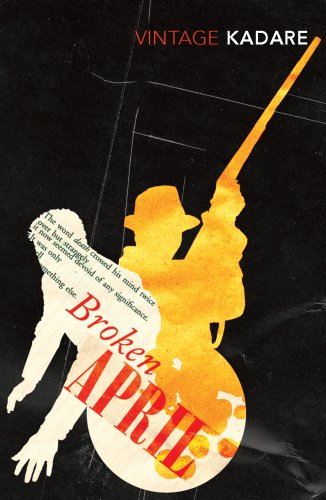 "Book cover with silhouette of man firing rifle, titled 'Broken April' on black background."