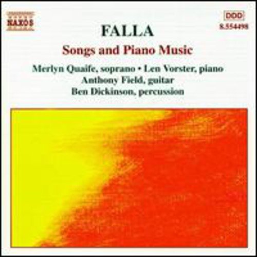 CD cover for Manuel de Falla’s songs and piano music, yellow and red.