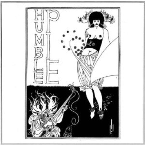 "Black and white album cover with illustration of a woman and a dragon-like figure."
