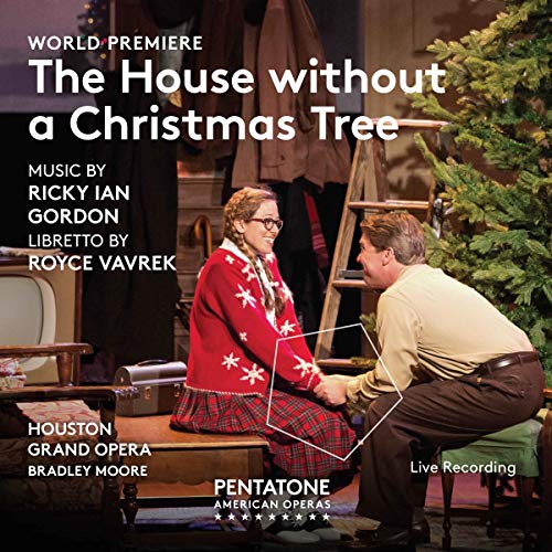 Album cover for "The House Without a Christmas Tree" featuring two men holding hands.