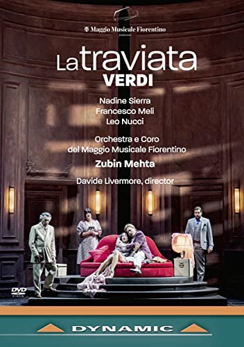 DVD cover for Verdi’s “La Traviata” opera featuring cast and stage scene.