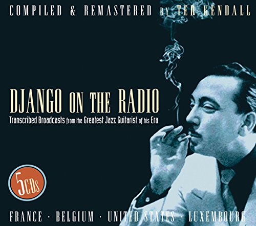 "CD cover featuring a man smoking with text 'Django on the Radio'."