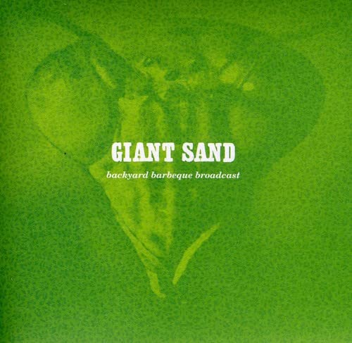 Green album cover for Giant Sand’s “Backyard BBQ Broadcast” with an elephant shape.