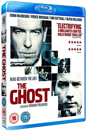 Blu-ray cover for "The Ghost" featuring Ewan McGregor and Pierce Brosnan.