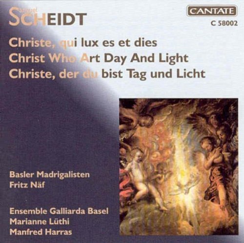 "Album cover with 'Christe, der du bist Tag und Licht' and religious painting."