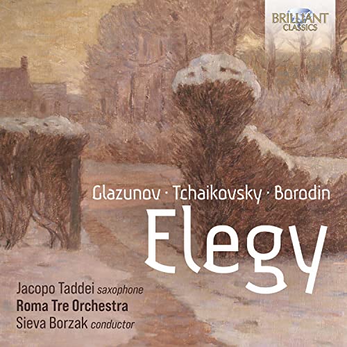 CD cover: winter landscape painting with composers’ names and “Elegy” text.