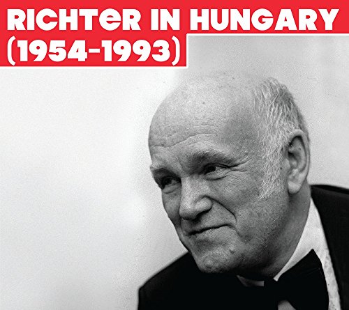 Black and white portrait of pianist Sviatoslav Richter on CD box set.
