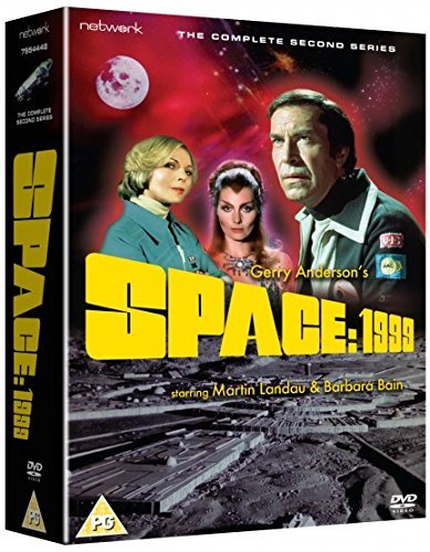 DVD cover featuring three actors against a space background, title "Space: 1999".