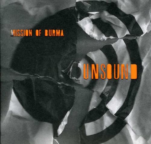 CD cover for Mission Of Burma’s “Unsound” with abstract, torn paper design.