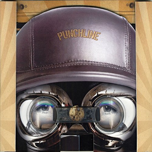 "CD cover featuring a leather hat and goggles with 'PUNCHLINE' embroidered on it."
