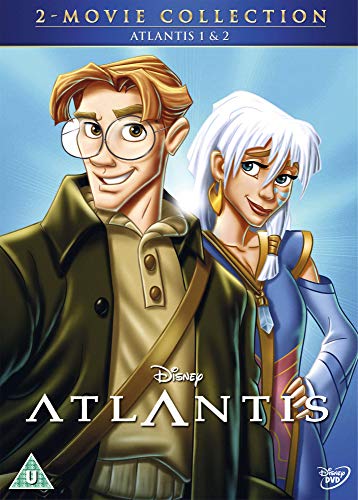 "Disney Atlantis DVD cover featuring animated man and woman against a blue background."