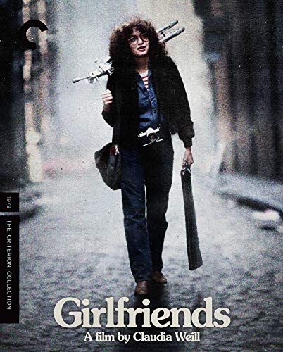 Woman walking with camera equipment, "Girlfriends" Criterion Collection Blu-ray cover.