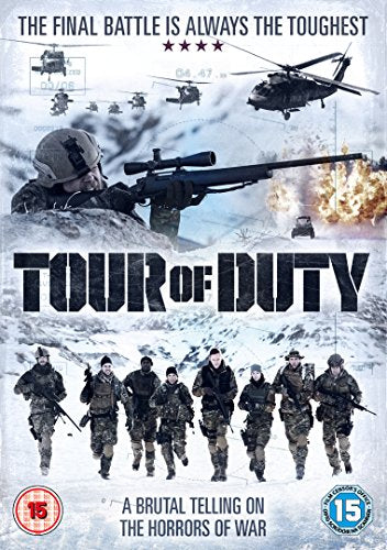 DVD cover for "Tour of Duty" with soldiers and helicopters in a snowy, war-torn landscape.